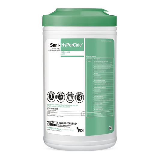 Surface Disinfectant Cleaner Sani-HyPerCide™ Premoistened Germicidal Manual Pull Wipe 65 Count Canister Vinegar Scent NonSterile - P26584