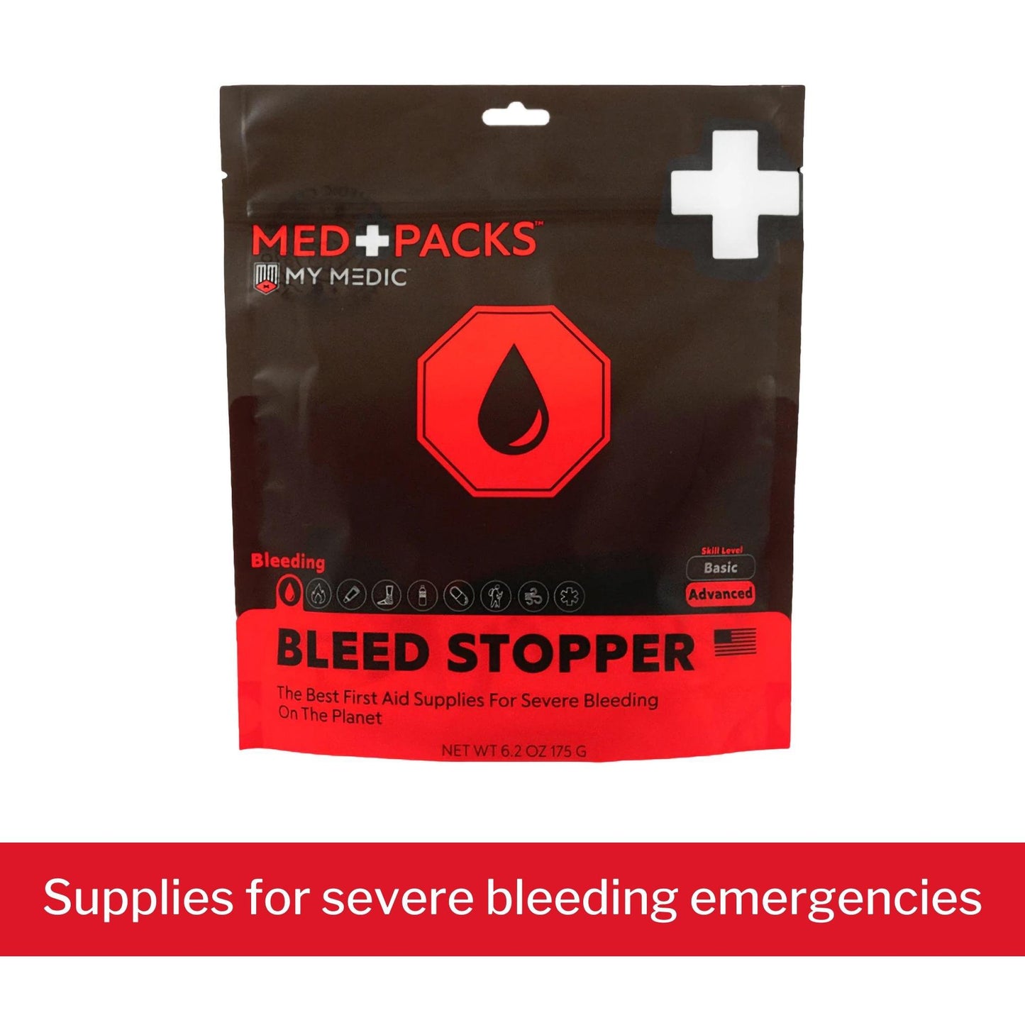 Med Packs™ First Aid Kit to Stop Bleeding – Emergency Supplies in Portable Pouch MM-KIT-S-MD-PK-BLD-GEN-RAT