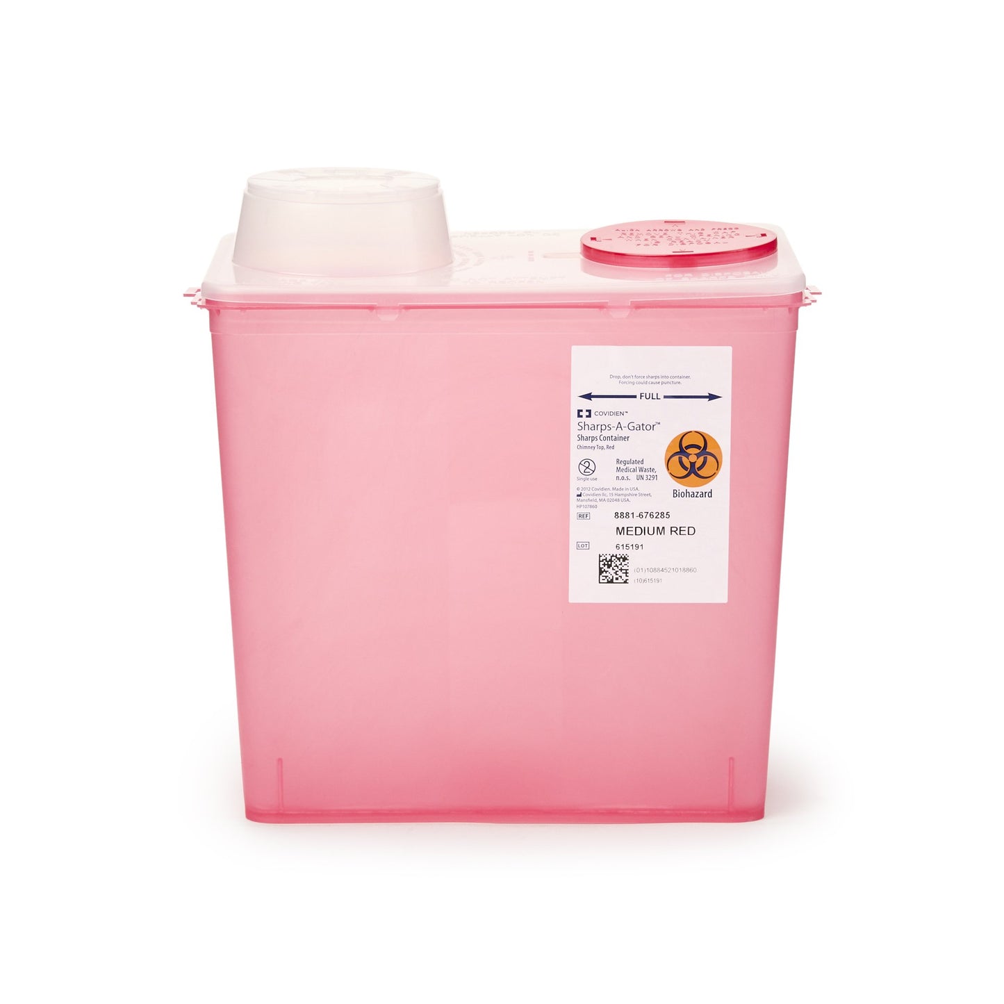 Sharps Container Monoject™ Red Base 10-9/10 H X 10-1/2 W X 6-3/4 D Inch Vertical Entry 2 Gallon - 8881676285