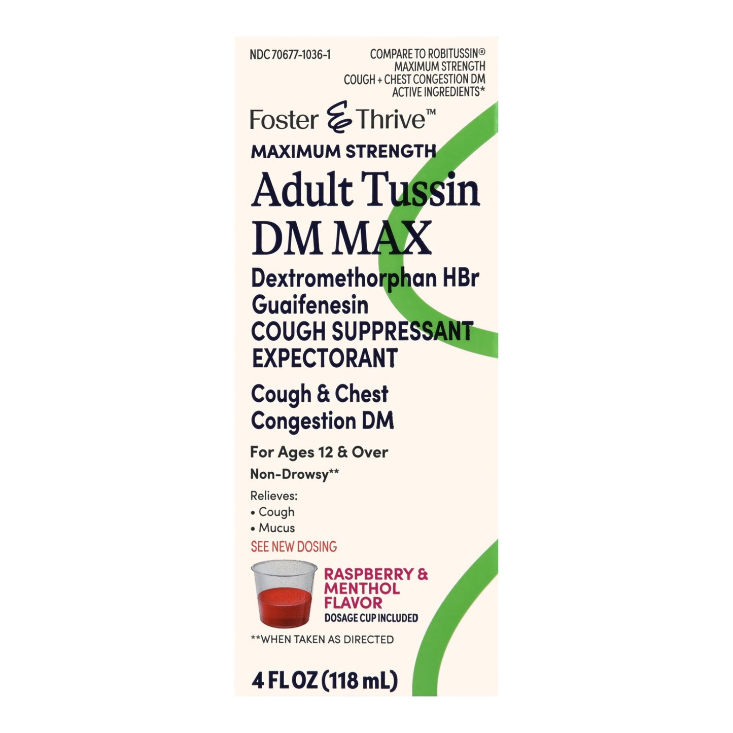 Foster & Thrive™ Adult Tussin DM Max Liquid, Raspberry & Menthol 70677103601