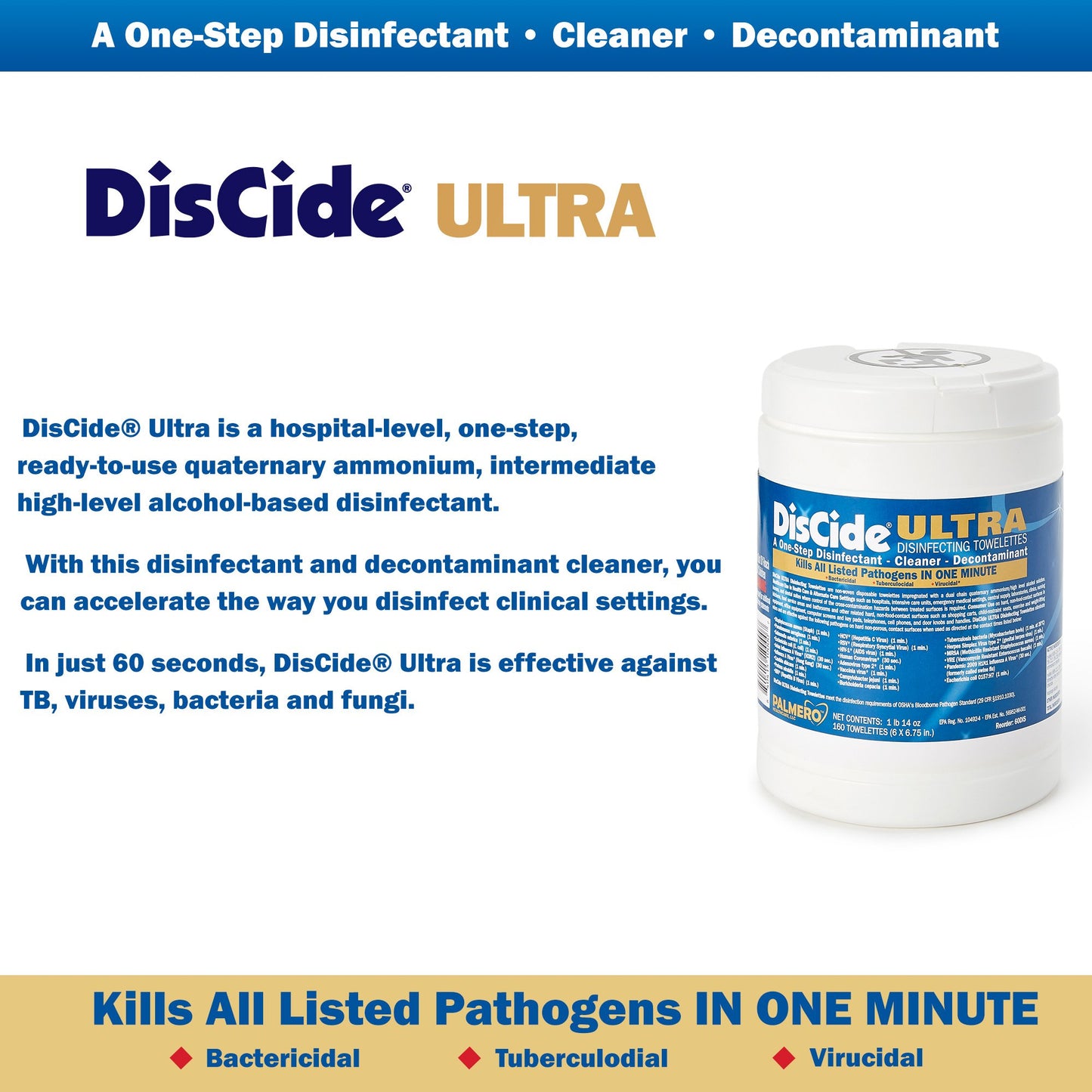DisCide® Ultra Disinfecting Towelettes, 160 count 60DIS