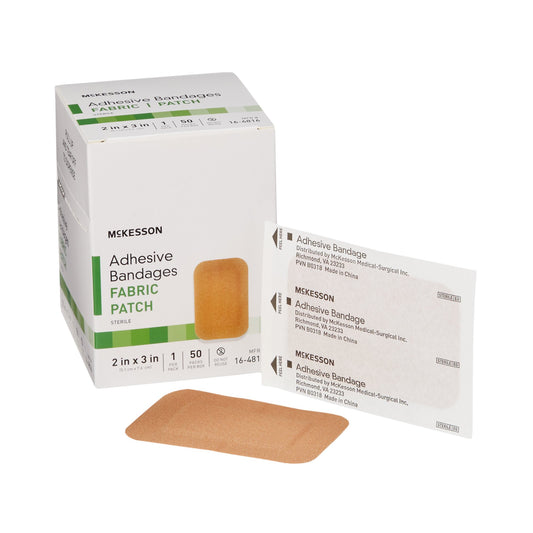 Adhesive Strip McKesson 2 X 3 Inch Fabric Rectangle Tan Sterile - 16-4816