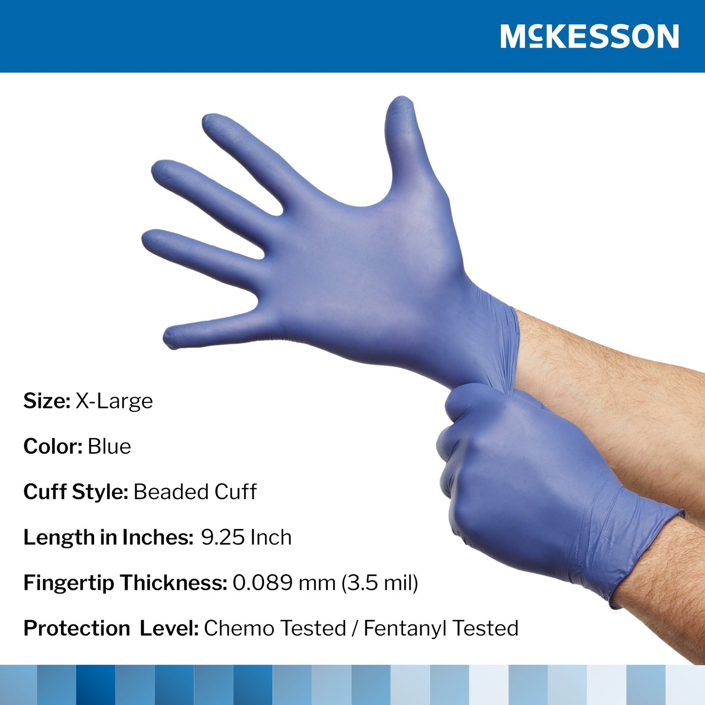 McKesson Confiderm® LDC Exam Glove, Extra Large, Blue 14-6N48C