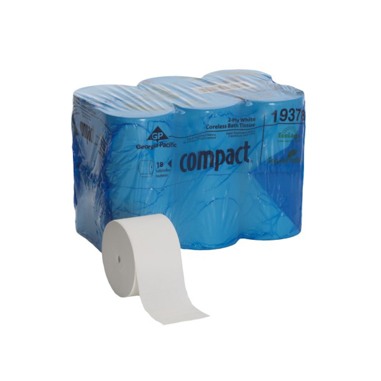 Toilet Tissue Compact® White 2-Ply Standard Size Coreless Roll 1500 Sheets 3-4/5 X 4-1/20 Inch - 19378
