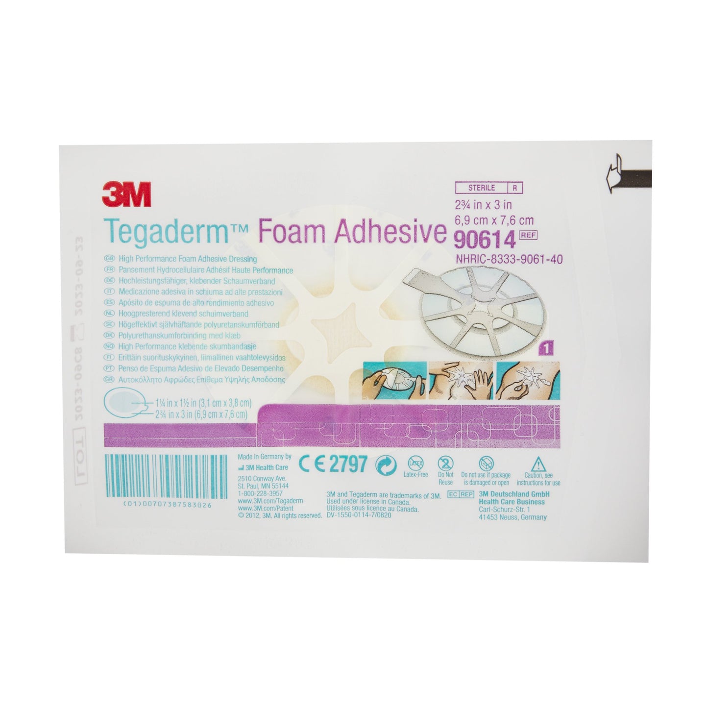 3M™ Tegaderm™ High Performance Adhesive with Border Foam Dressing, 2¾ x 2¾ Inch 90614