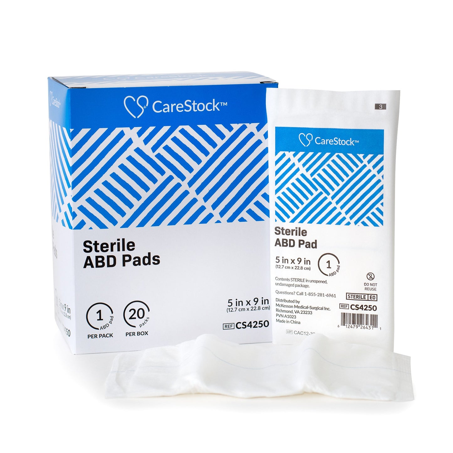 CareStock™ Sterile Abdominal Pad, 5 x 9 Inch – Nonwoven Cellulose ABD Pads CS4250