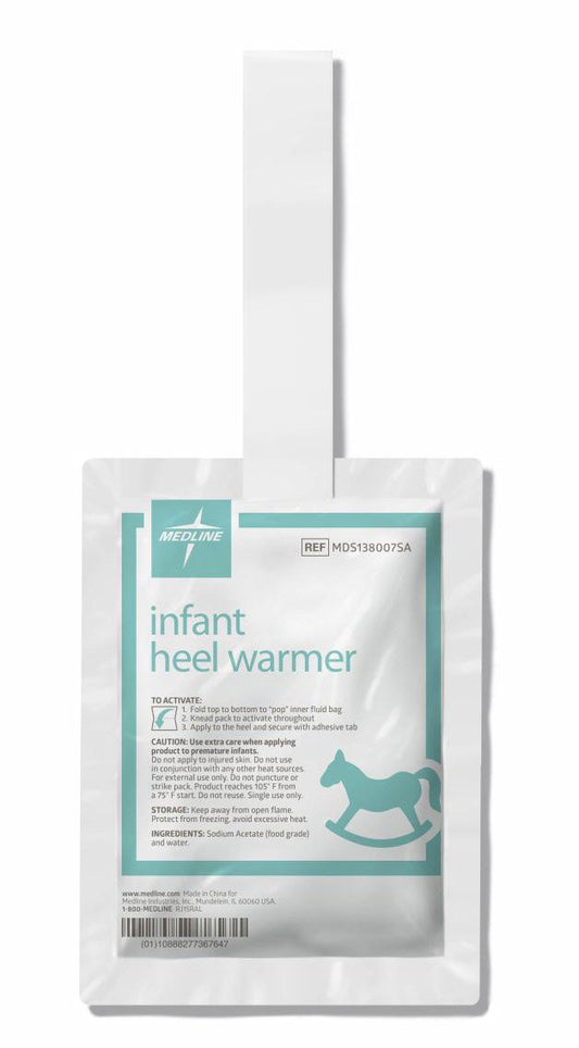 Instant Infant Heel Warmer Medline Heel One Size Fits Most Plastic Cover / Gel Disposable MDS138007