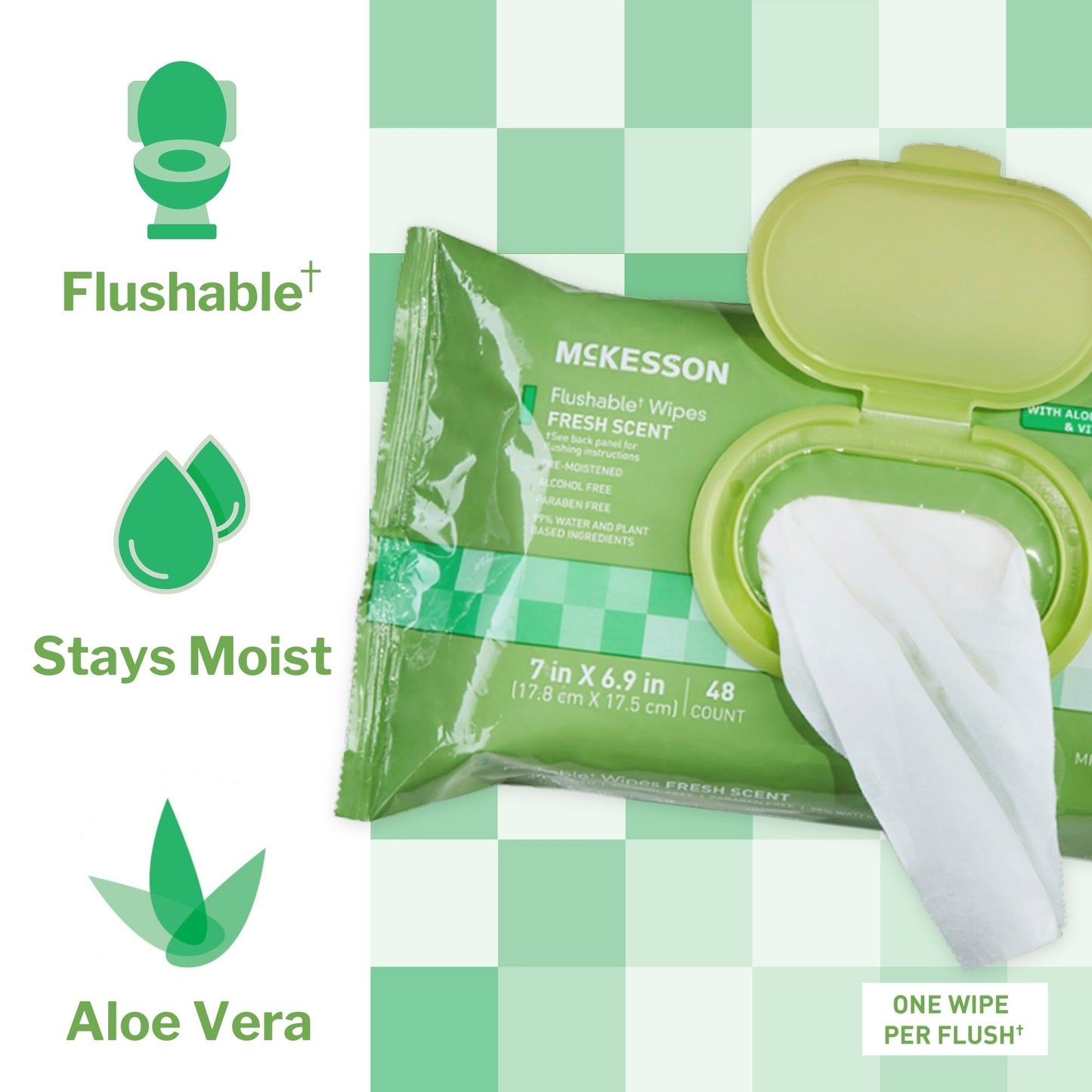 McKesson Flushable* Wet Wipes - Scented, 48 Wet Wipes per Pack FLF48