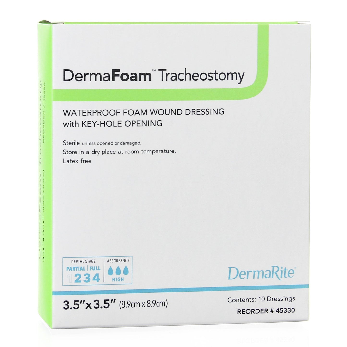 DermaFoam® Tracheostomy Nonadhesive without Border Foam Dressing, 3½ x 3½ Inch 45330