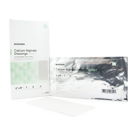 Silver Alginate Dressing McKesson 4 X 8 Inch Rectangle Sterile - 3559