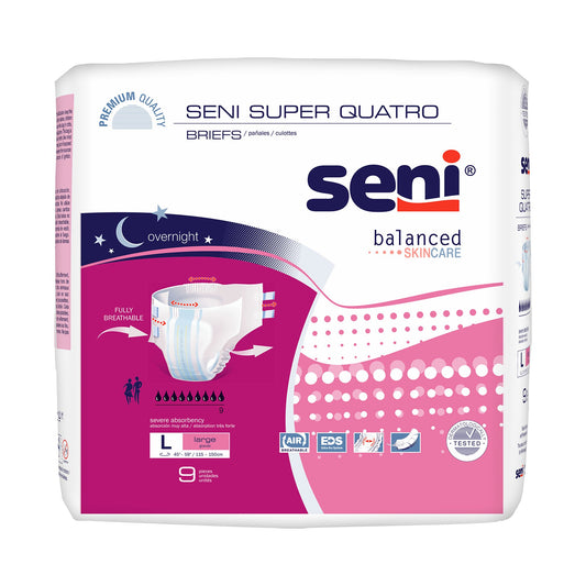 Seni® Super Quatro Severe Absorbency Incontinence Brief, Large S-LA09-BQ1