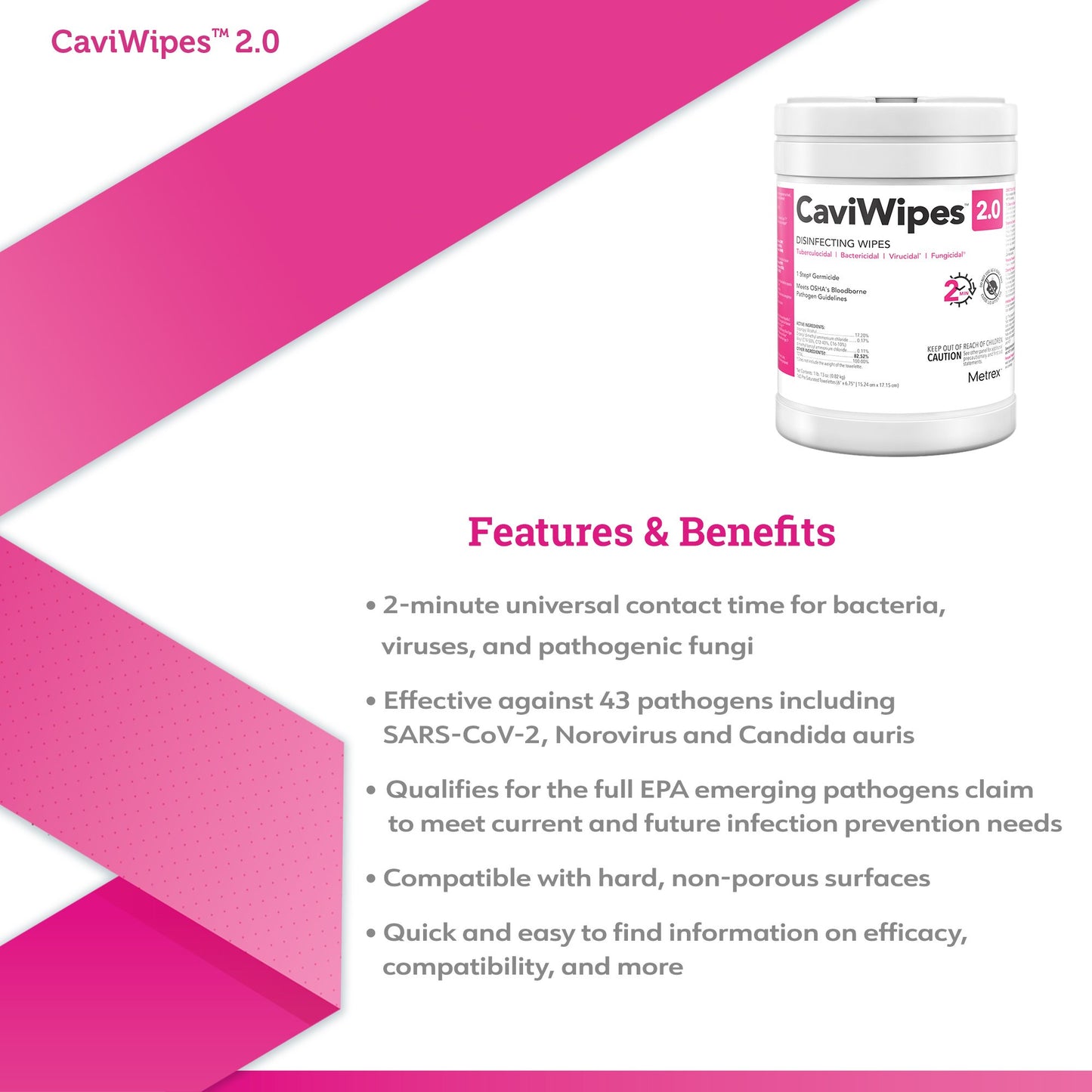 CaviWipes™ 2.0 Disinfecting Wipes, Extra Large, 65 ct. 14-1150