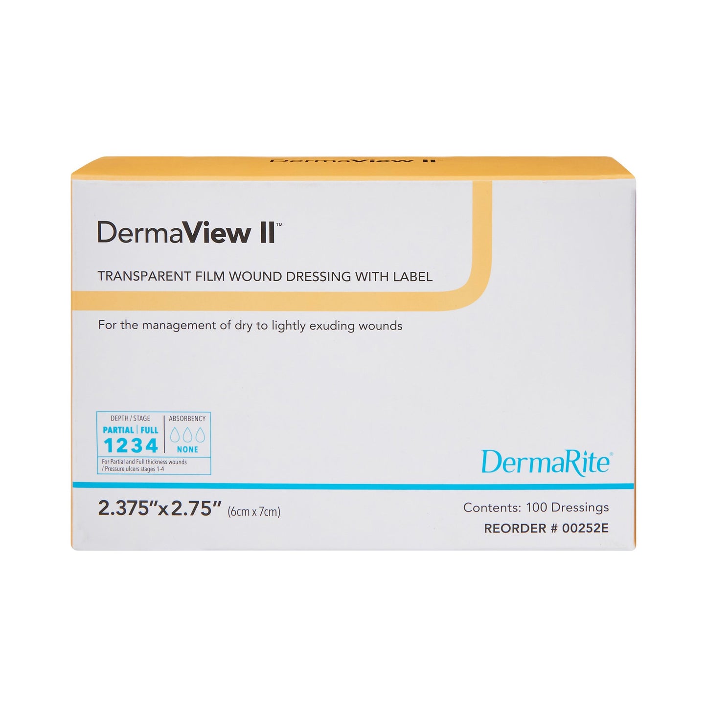 DermaView II™ Transparent Film Dressing, 6 x 7 Centimeter 00252E