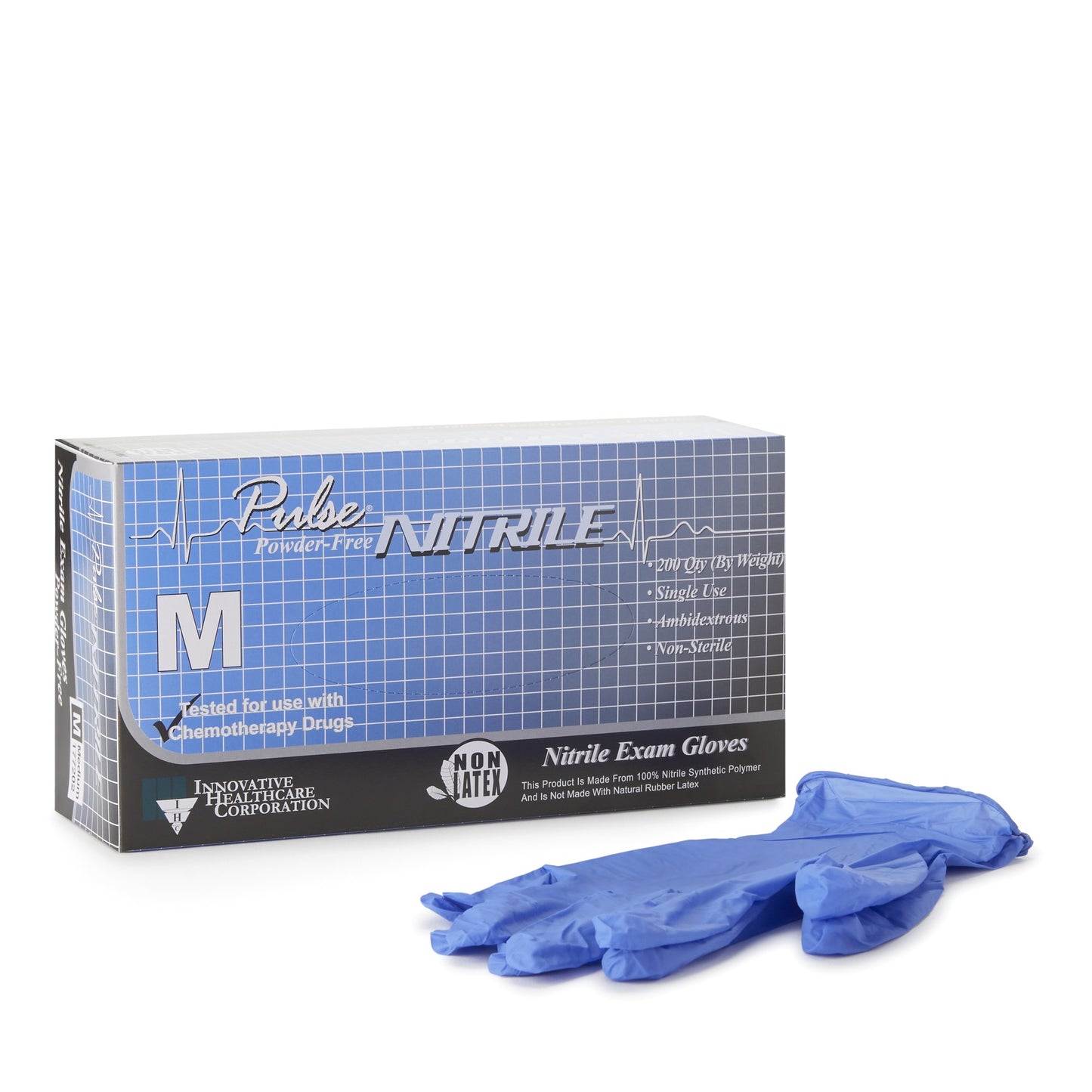 Exam Glove Pulse® Nitrile Medium NonSterile Nitrile Standard Cuff Length Textured Fingertips Aqua Blue Chemo Tested / Fentanyl Tested - 177202