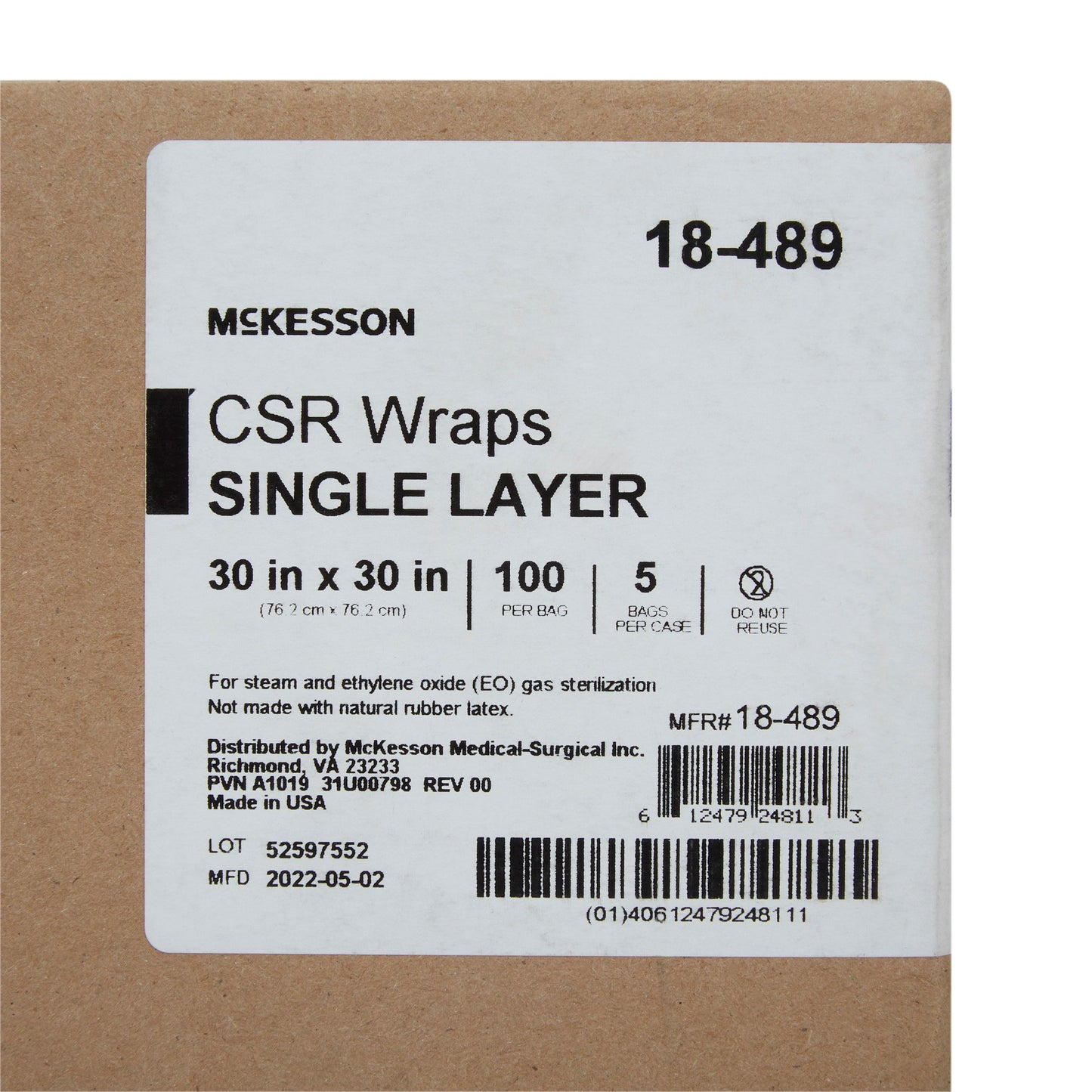 McKesson Single Layer Sterilization Wrap, 30 x 30 Inch 18-489