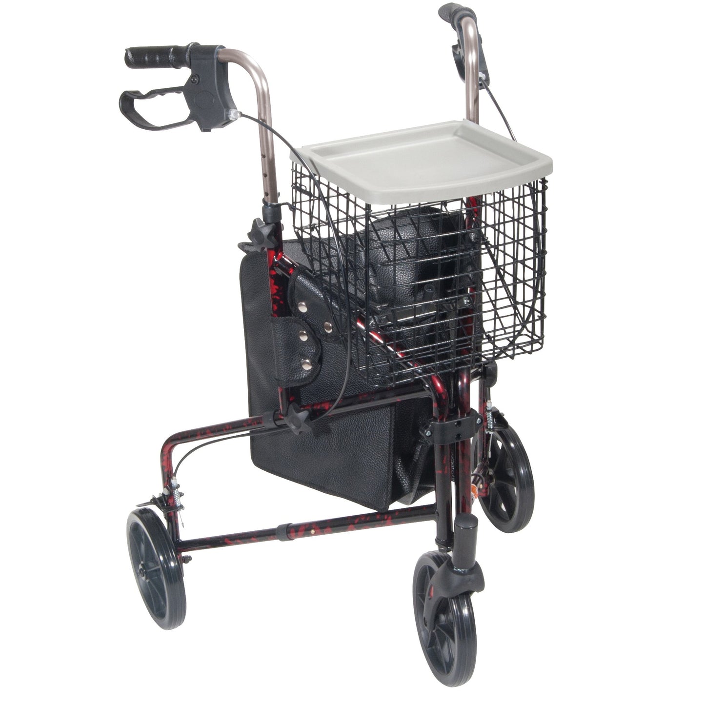 3 Wheel Rollator drive™ Deluxe Flame Red Adjustable Height / Folding Aluminum Frame - 10289RD