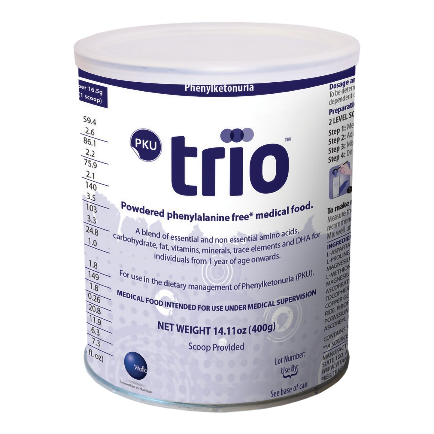 PKU trio™ Powdered Phenylalanine-Free Medical Food, Vanilla Flavor 5060014051813