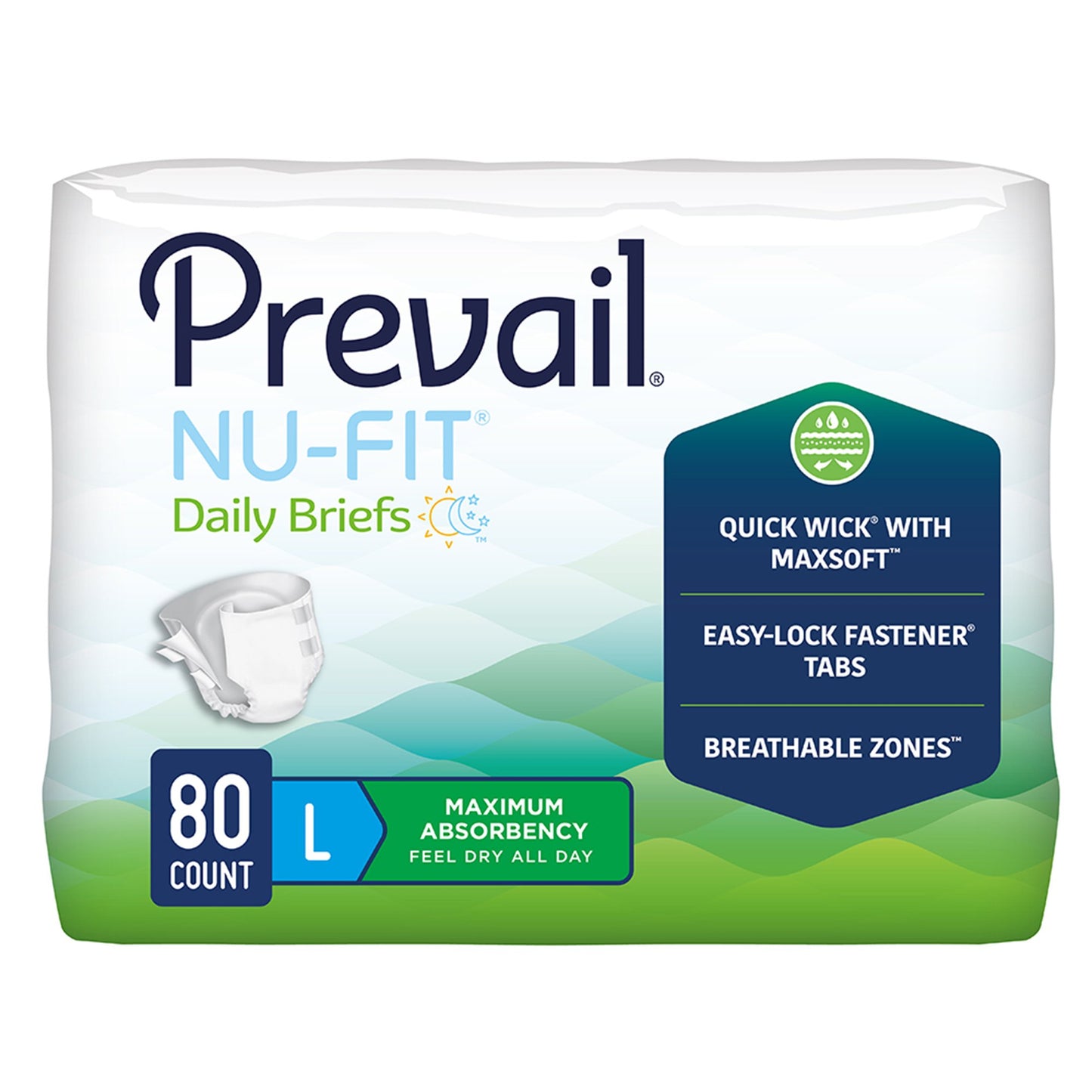 Incontinence Brief Prevail® Nu-Fit® Adult Large Unisex Disposable Heavy Absorbency NU-013/2