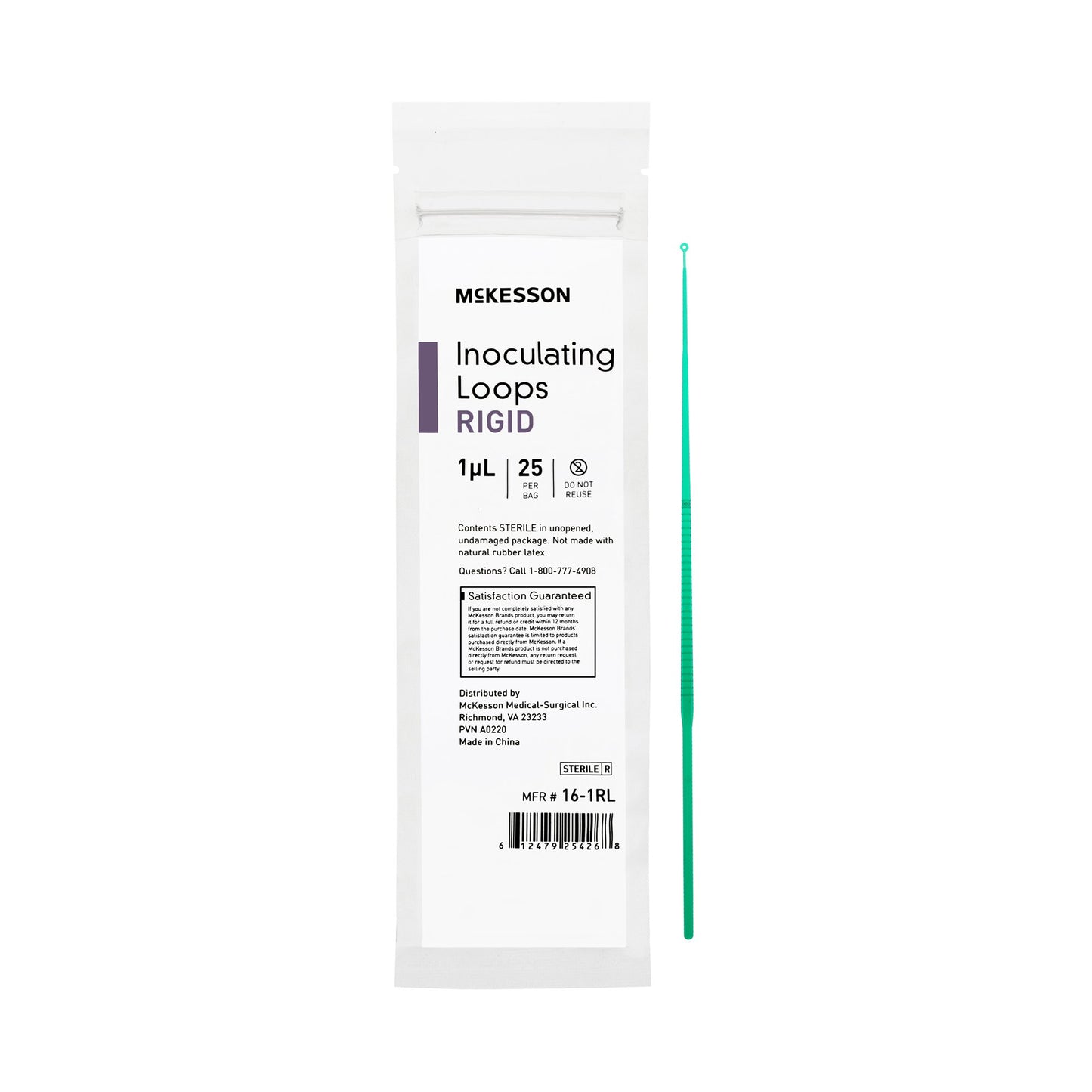 Inoculating Loop McKesson 1 µL Polystyrene Integrated Handle Sterile - 16-1RL