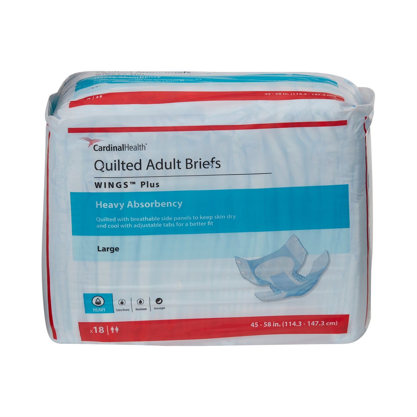 Wings™ Plus Quilted Heavy Absorbency Incontinence Brief, Large 66034