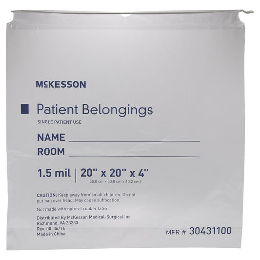 McKesson Patient Belongings Bag, Clear 30431100