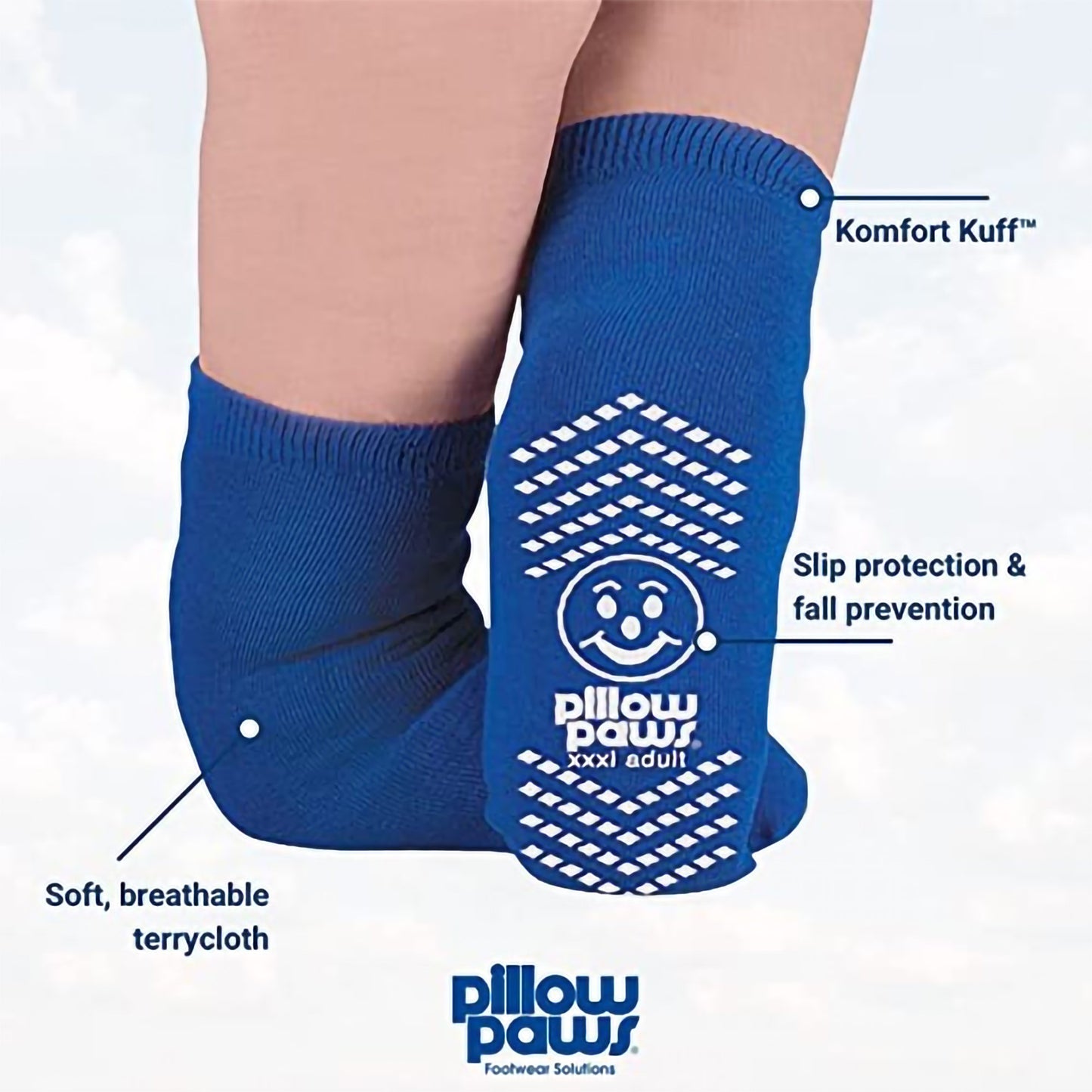 Pillow Paws® Ankle High Double Imprint Terries™ Slipper Socks, 3X-Large 1099-001