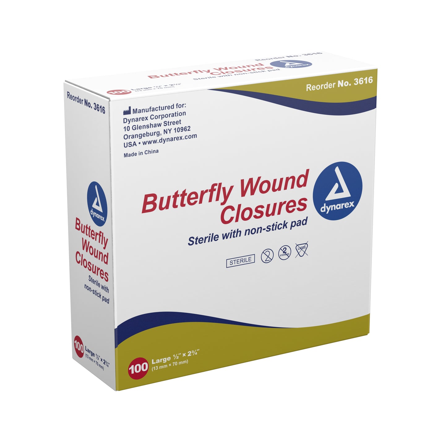 dynarex® Butterfly Wound Closure Strip, ½ by 2¾ Inches 3616