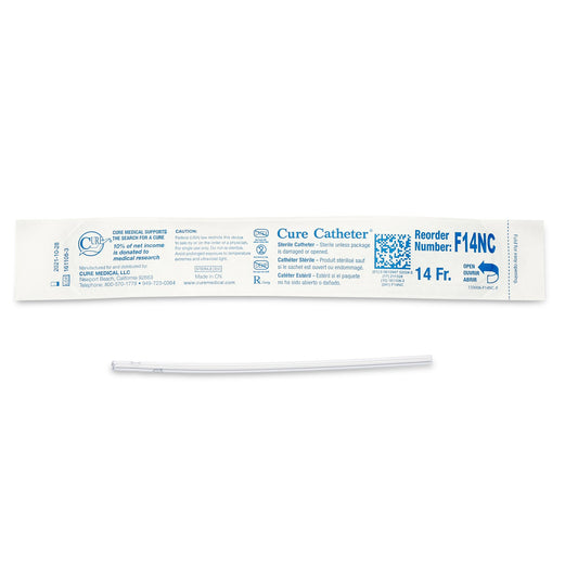 Urethral Catheter Cure Catheter® Straight Tip Uncoated PVC 14 Fr. 6 Inch - F14NC