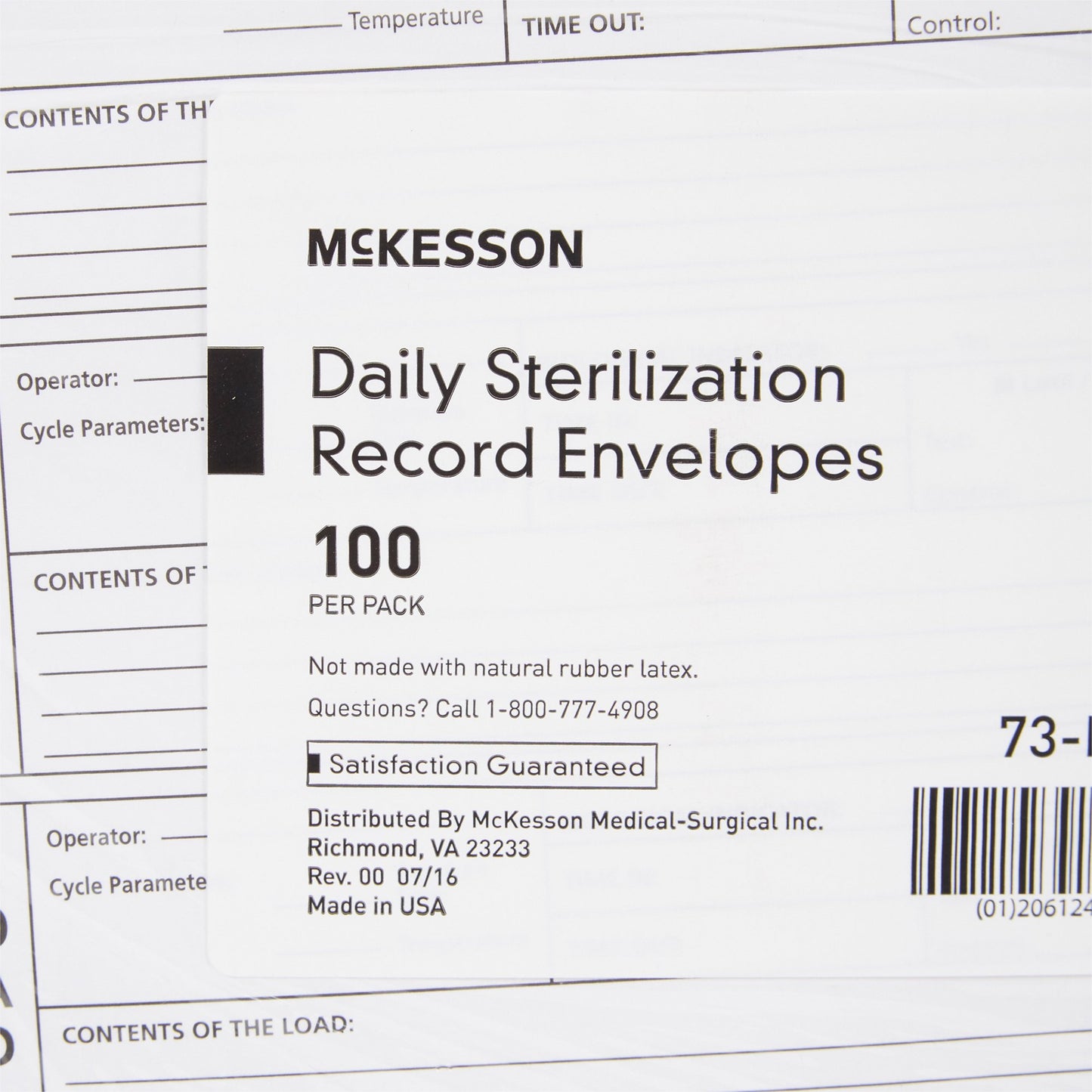 McKesson Sterilization Record Envelope 73-LEB100