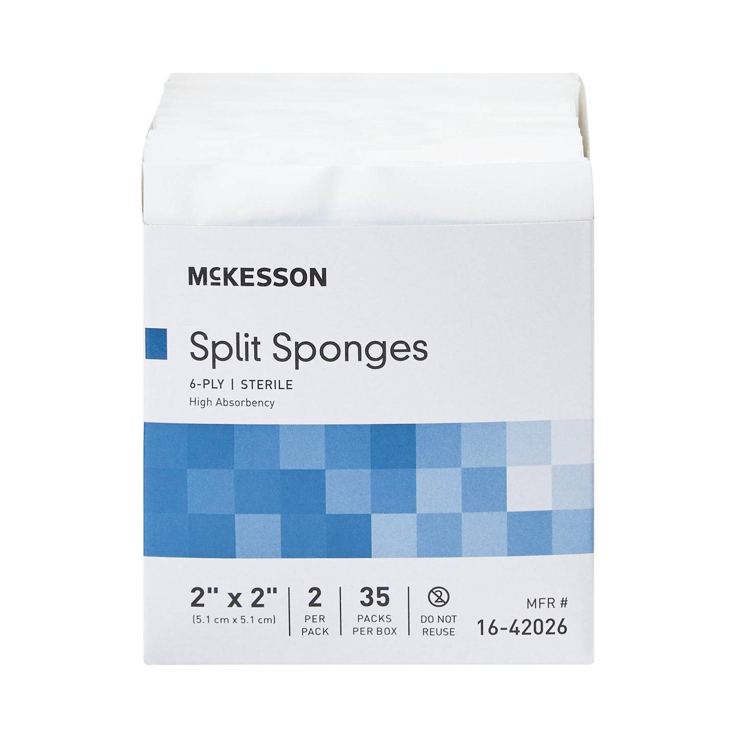 McKesson IV/Drain Split Dressing, 2 x 2 Inch, 6-Ply 16-42026