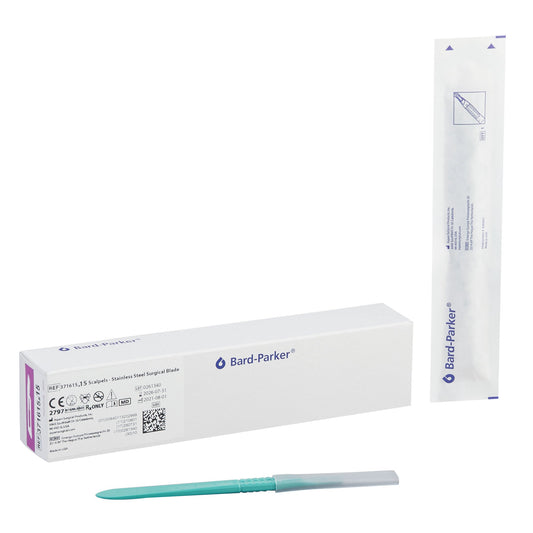 Scalpel Bard-Parker™ Conventional No. 15 Stainless Steel / Plastic Nonslip Grip Handle with Centimeter Scale Sterile Disposable - 371615