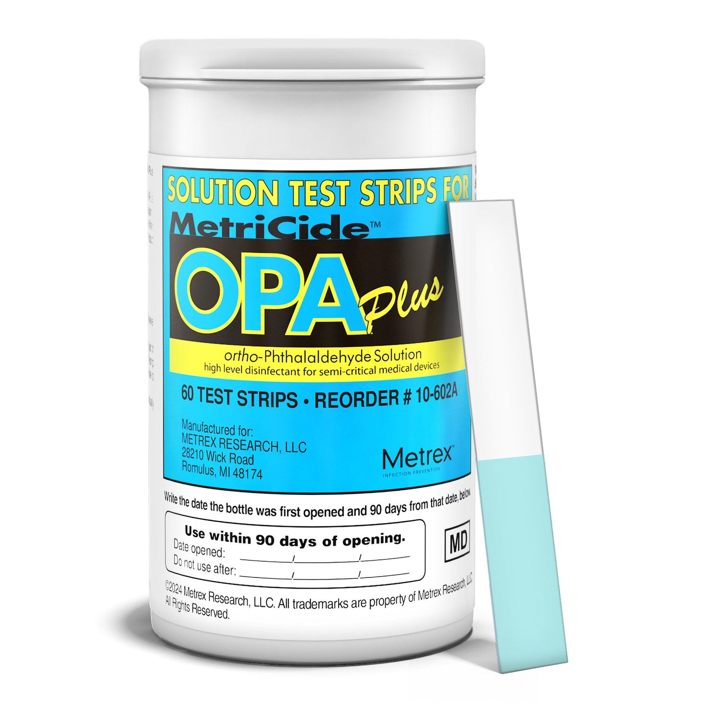 OPA Concentration Indicator MetriCide™ OPA Plus 60 Test Strips Single Use 10-602A