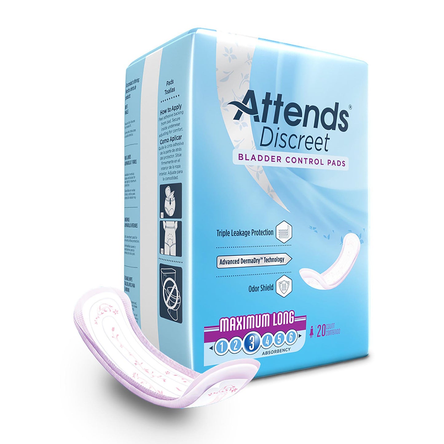 Attends® Discreet Women's Maximum Long Bladder Control Pad, 14½-Inch Length ADPMAL