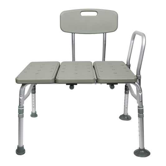 McKesson Knocked Down Bath Transfer Bench Removable Arm Rail 17-1/2 to 22-1/2 Inch Seat Height 400 lbs. Weight Capacity - 146-12011KD-1
