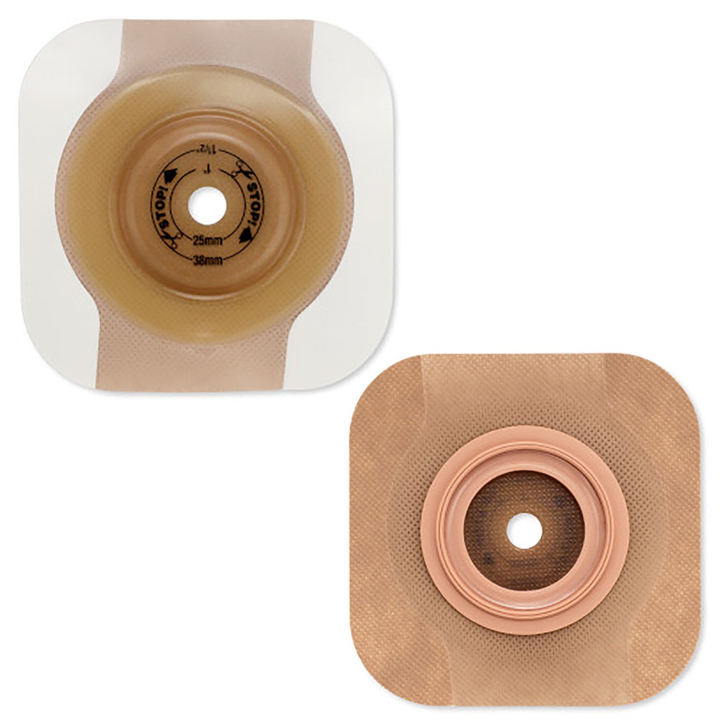 Ostomy Barrier New Image™ CeraPlus™ Trim to Fit, Extended Wear Adhesive Tape Borders 57 mm Flange Red Code System Up to 1-1/2 Inch Opening - 11403