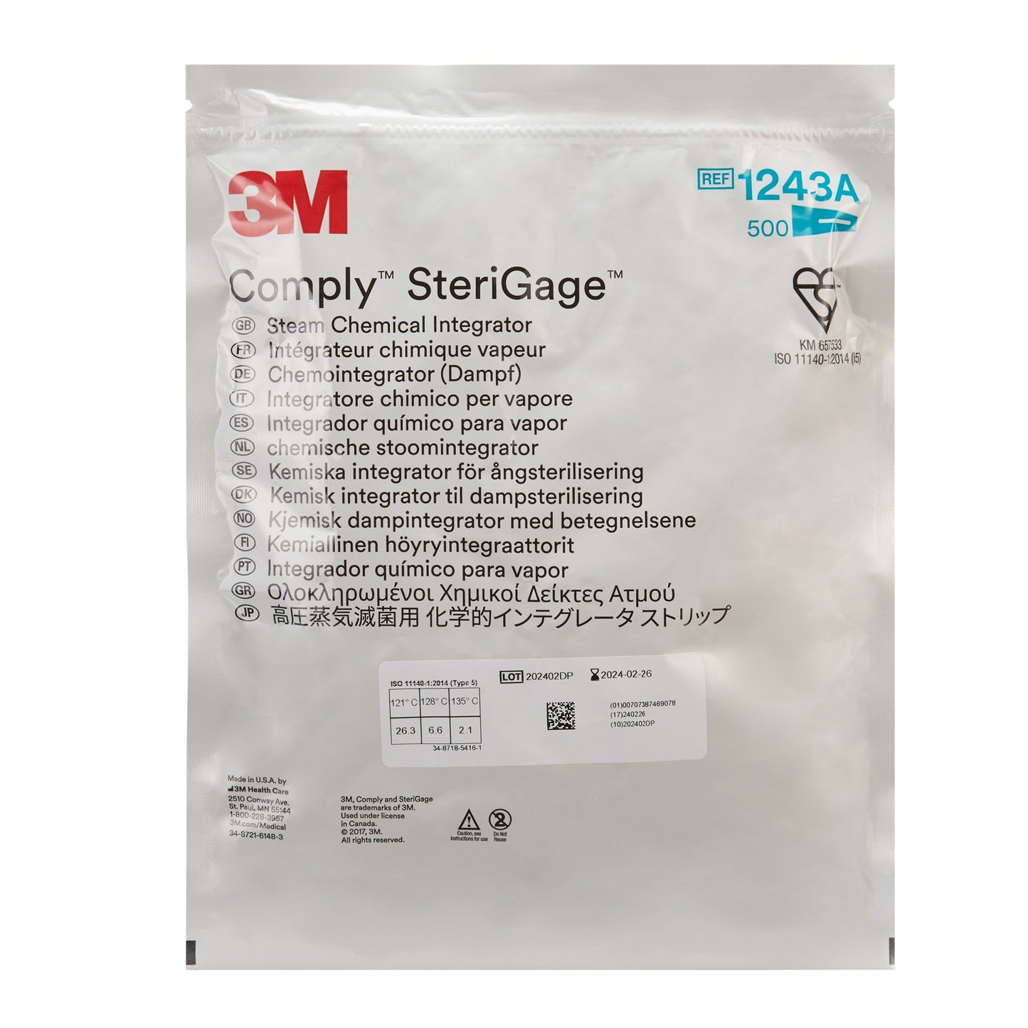 3M™ Comply™ SteriGage Chemical Integrator, Steam 1243A