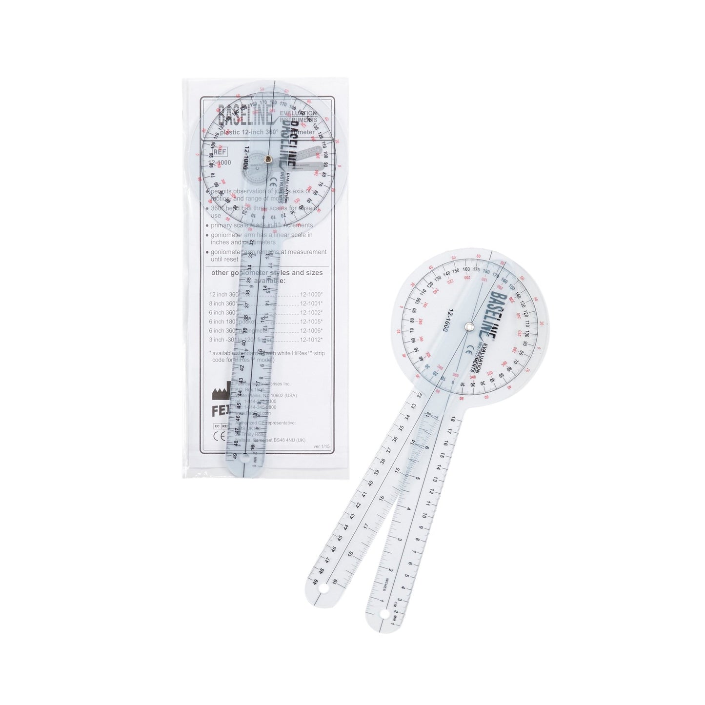 Baseline® Goniometer, 12 Inch Arms 12-1000