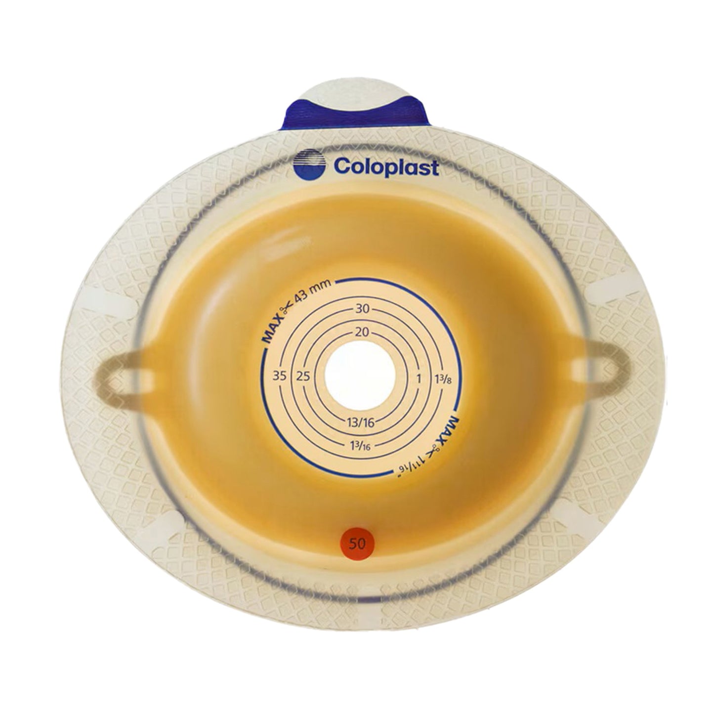 Ostomy Barrier SenSura® Flex Xpro Trim to Fit, Extended Wear Double Layer Adhesive 50 mm Flange Red Code System 5/8 to 1-5/16 Inch Opening - 11305