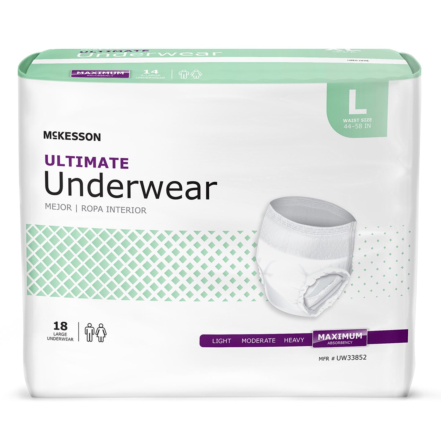 Unisex Adult Absorbent Underwear McKesson Pull On with Tear Away Seams Large Disposable Heavy Absorbency - UW33852