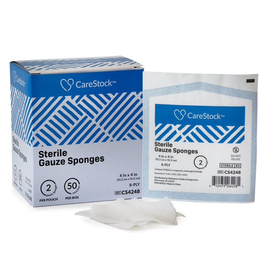CareStock™ Sterile Gauze Sponge, 4 x 4 Inch, 8-Ply CS4248