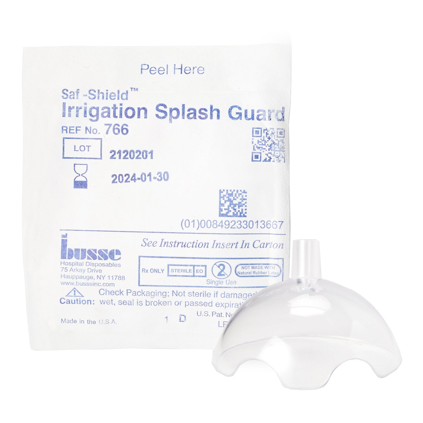 Irrigation Splash Guard Saf-Shield* 2 Exit Portals, Clear, Plastic, Angled Inlet, Sterile - 766