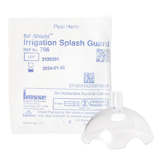 Irrigation Splash Guard Saf-Shield* 2 Exit Portals, Clear, Plastic, Angled Inlet, Sterile - 766