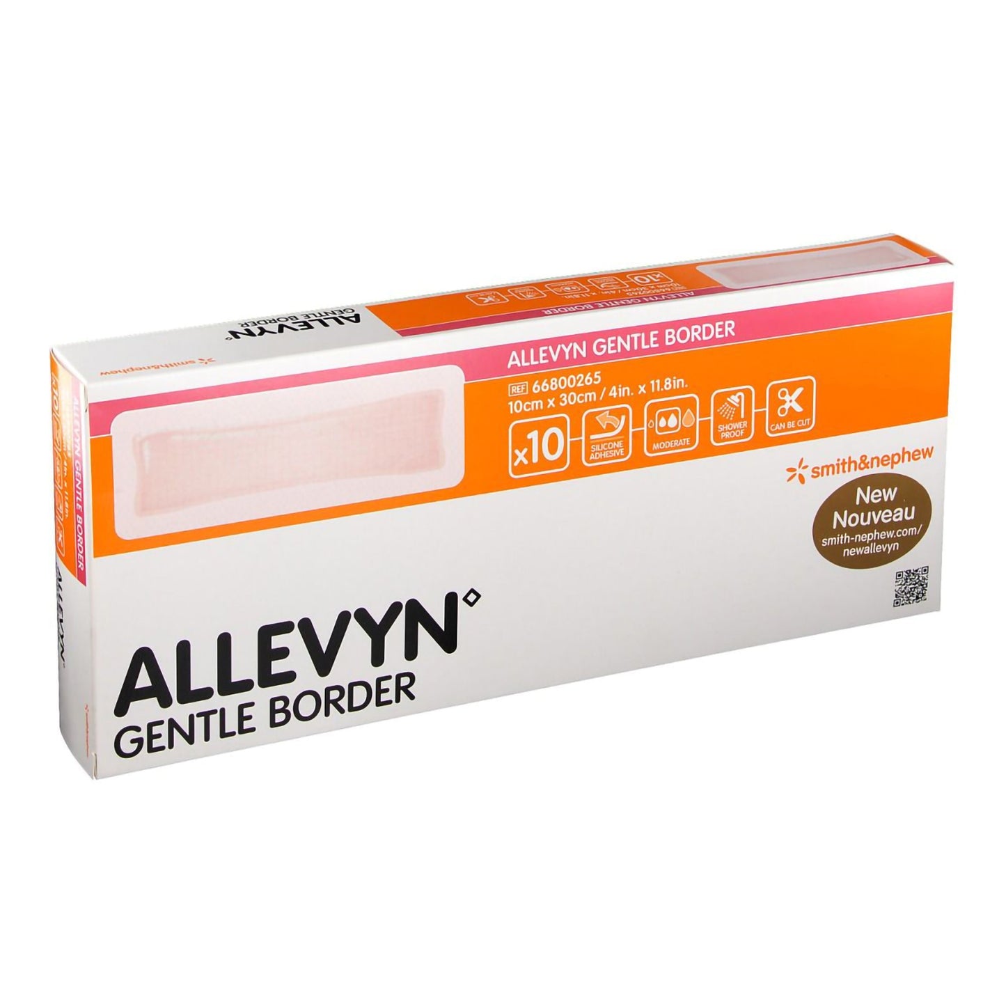 Foam Dressing Allevyn Gentle Border 4 X 12 Inch With Border Film Backing Silicone Gel Adhesive Rectangle Sterile 66800265