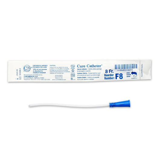 Urethral Catheter Cure Catheter® Straight Tip Uncoated PVC 8 Fr. 6 Inch - F8