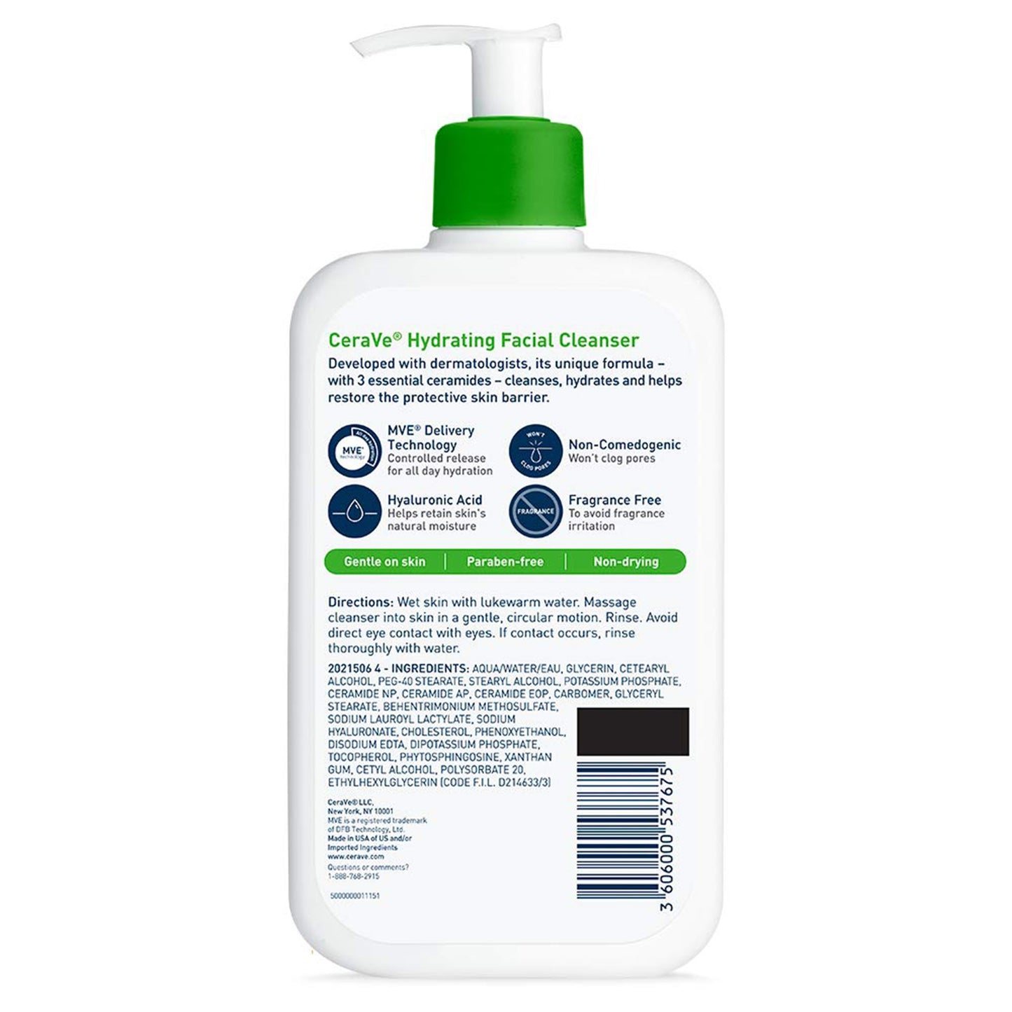 Facial Cleanser CeraVe® Foaming Foaming 16 oz. Pump Bottle Unscented 60600053770