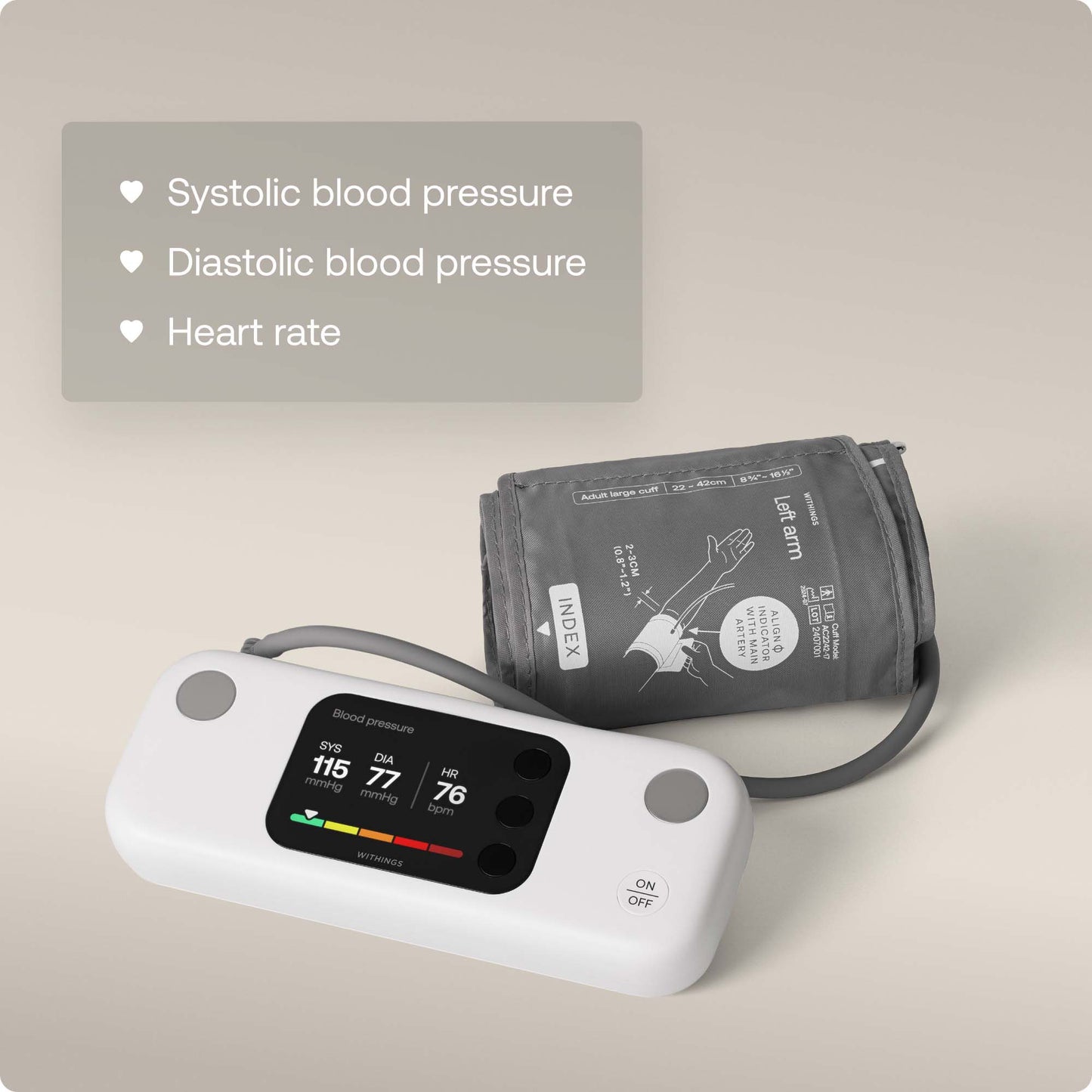 Digital Blood Pressure Monitor Smarthealth Adult Cuff 20 to 40 cm Desk Model WPM07-08-ALL-INT