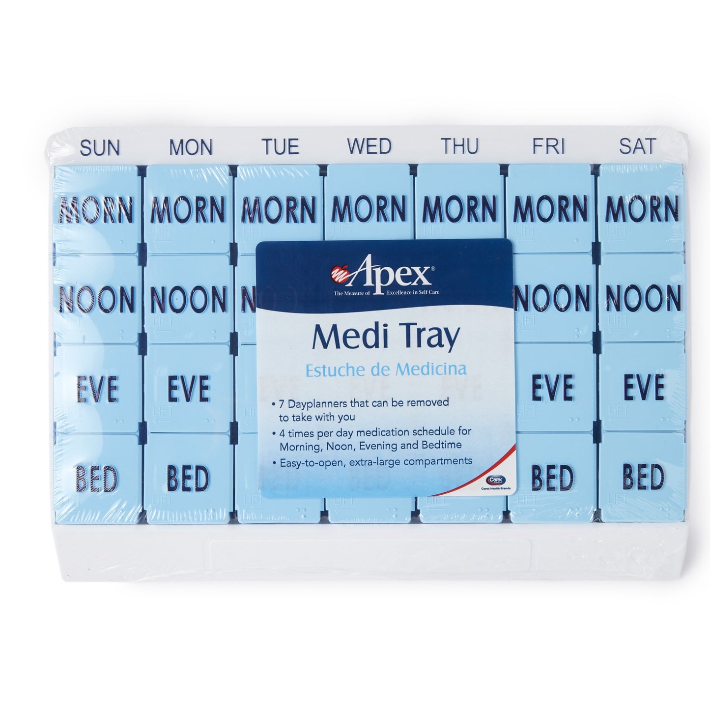 Apex Medi Tray Pill Organizer, Days of the Week / Morn, Noon, Eve, Bed 70027L