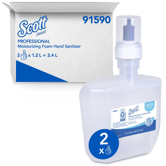 Kimberly Clark Scott Pro Moisturizing Foam Hand Sanitizer, 1200 mL Refill, Cucumber Scent 91590, Case of 2