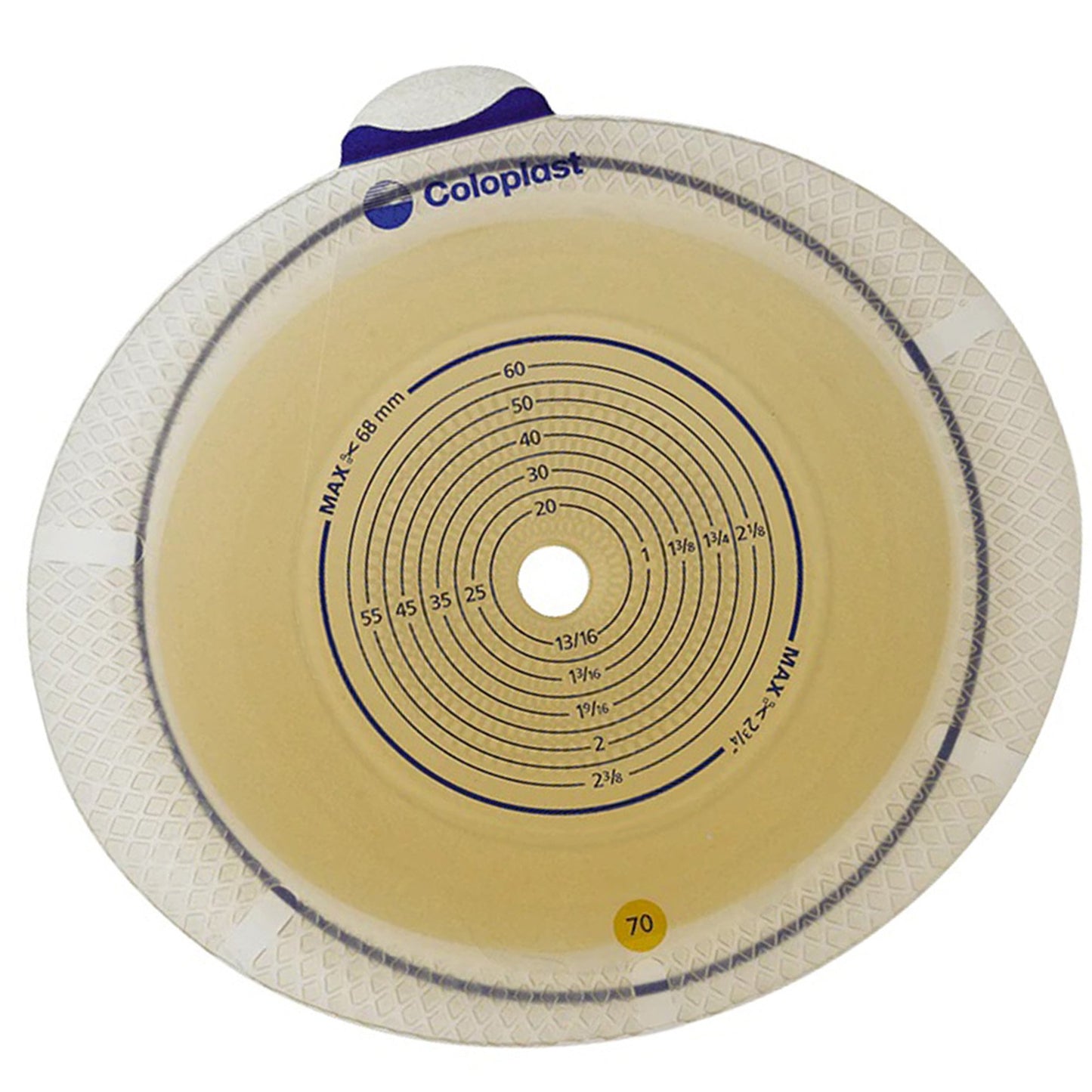 SenSura® Flex Flat Ostomy Barrier, Trim to fit 10 – 68 mm Stoma Opening, Yellow 10103