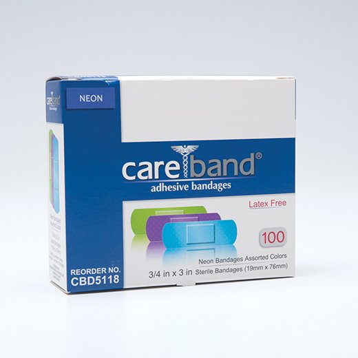 Adhesive Strip Careband™ 3/4 X 3 Inch Plastic Rectangle Neon Sterile - CBD5118-012-000